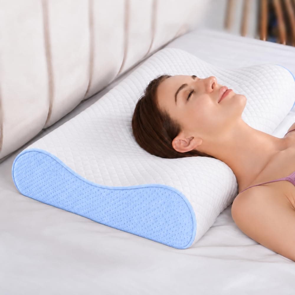 IDITRI Cervical Neck Pillow, Neck Pain Relief Support, Sky Blue