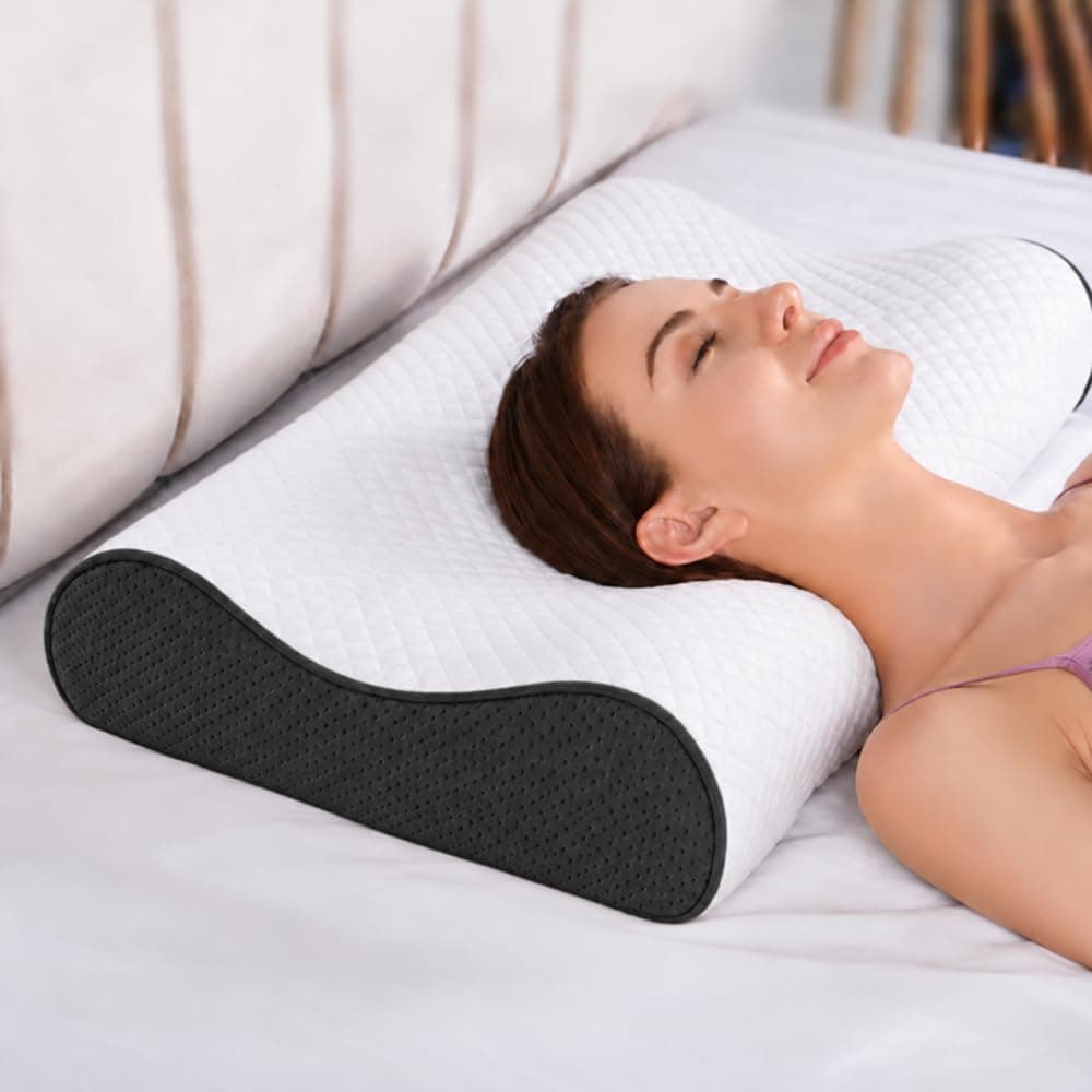 IDITRI Cervical Memory Foam Pillow, Natural Neck Curve Support, Ash Black