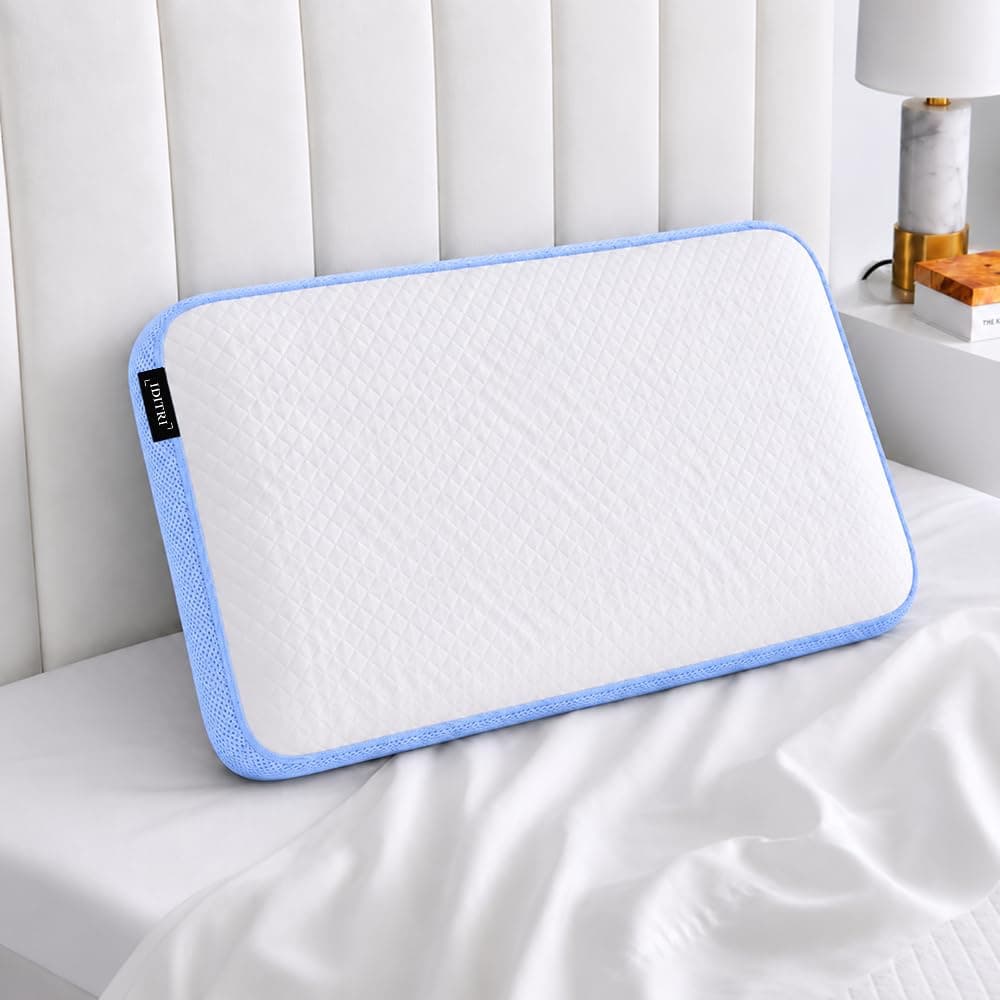 IDITRI Memory Foam Neck Support Pillow, Gentle Sink-in Feel, Sky Blue