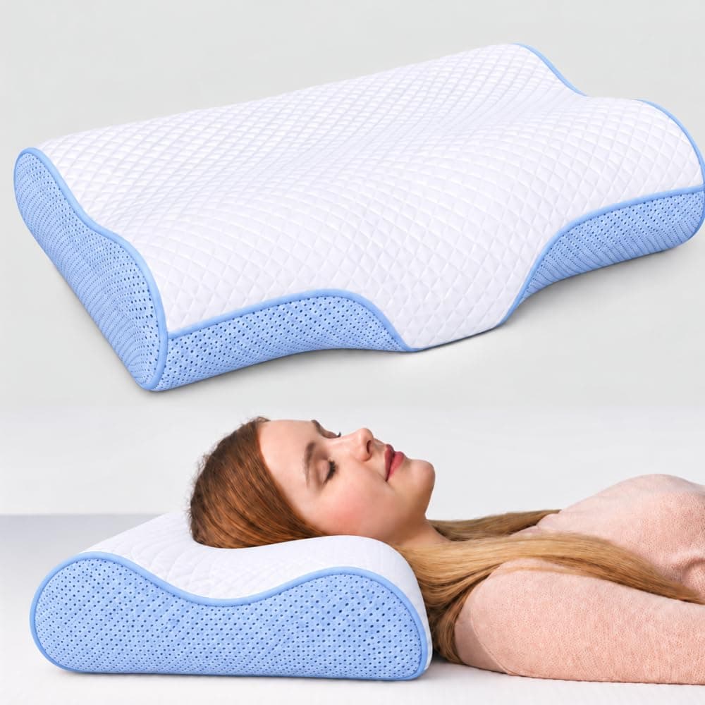 IDITRI Ortho Neck Pillow, Cervical Support for Sleeping, Sky Blue
