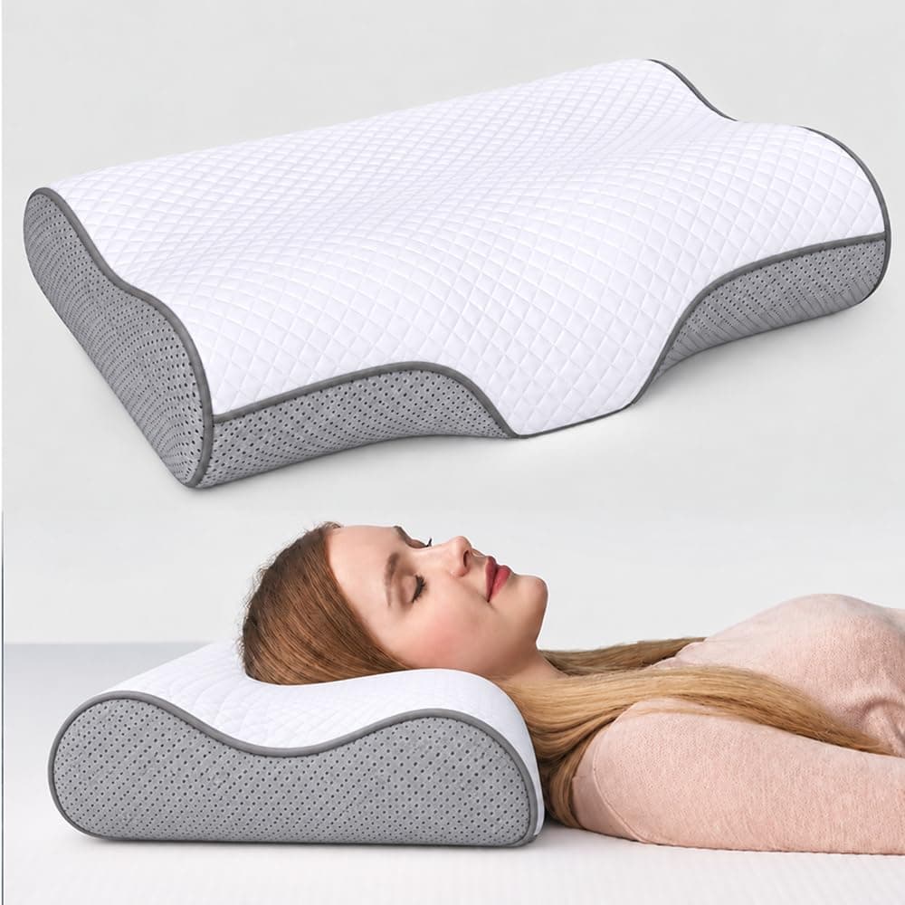 IDITRI Contour Pillow for Neck & Shoulder Pain, Dove Grey