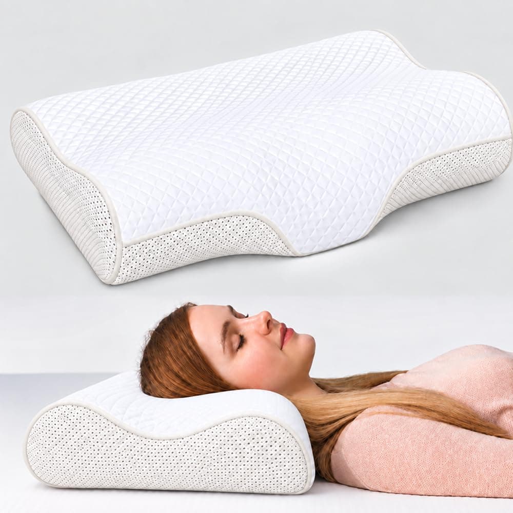 IDITRI Orthopedic Memory Foam Pillow, Zip-Off Washable Cover, Milk White
